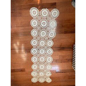 Hand-Crocheted Cream Table Runner 13x40